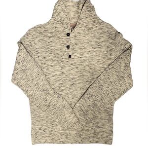 Relwen Men’s Heathered Gray Shawl Collar Sweater knit 3 button pullover size M